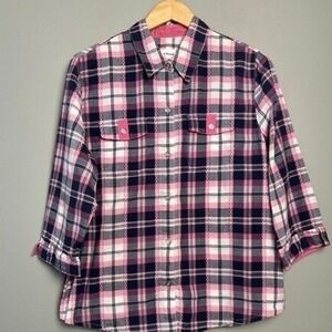 Cozy Cottagecore Flannel Shirt Womens 16 Pink Plaid‎ Alfred Dunner